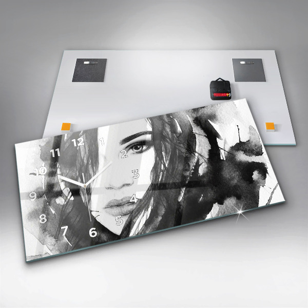 Horizontale Uhr mit motiv Porträt einer Frau Aquarell