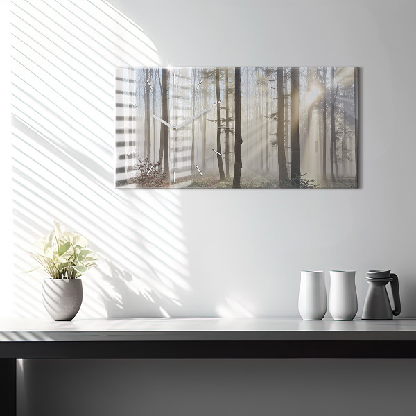 Horizontale Uhr Wald im Nebel