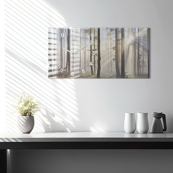 Horizontale Uhr Wald im Nebel