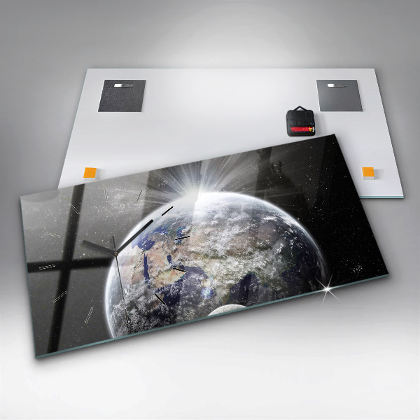 Horizontale Uhr Die Erde der Mond die Sonne