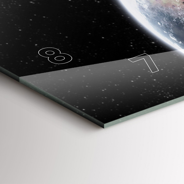 Horizontale Uhr Die Erde der Mond die Sonne