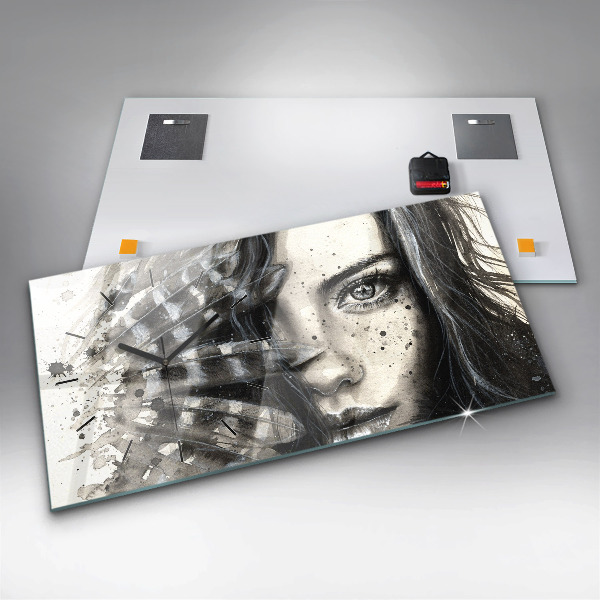 Horizontale Uhr mit motiv Gemaltes Porträt