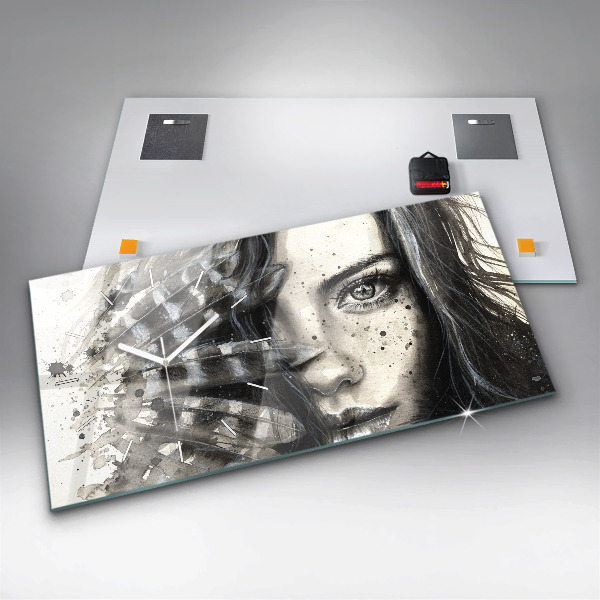 Horizontale Uhr mit motiv Gemaltes Porträt