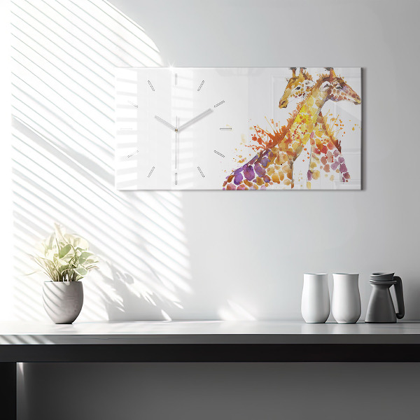 Horizontale Uhr mit motiv Giraffe Aquarell