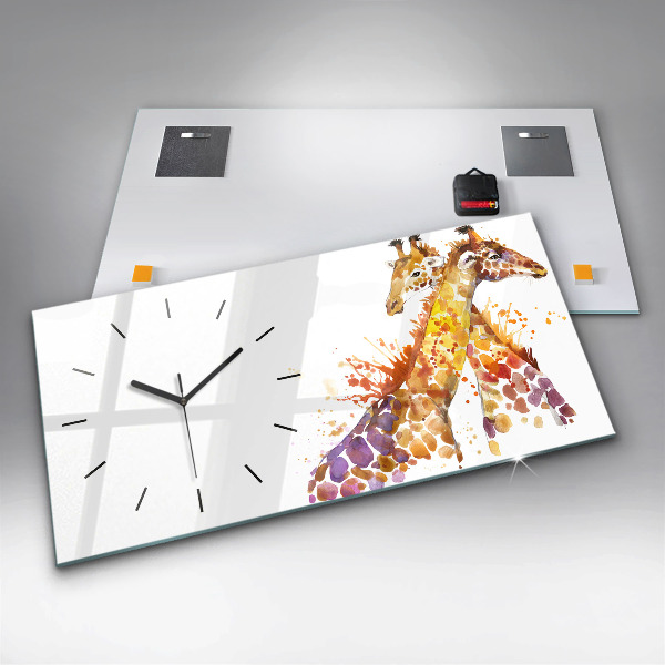 Horizontale Uhr mit motiv Giraffe Aquarell