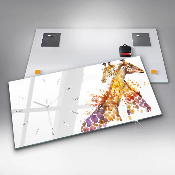 Horizontale Uhr mit motiv Giraffe Aquarell