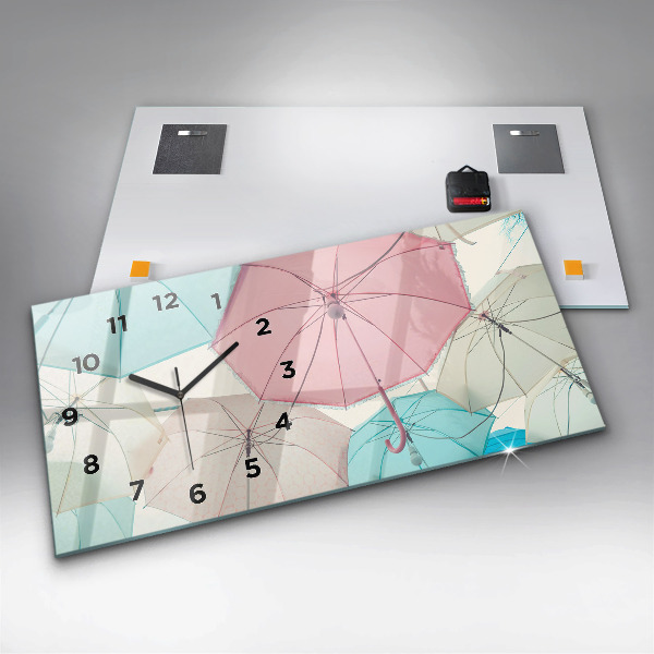 Horizontale Uhr mit motiv Pastell Regenschirme