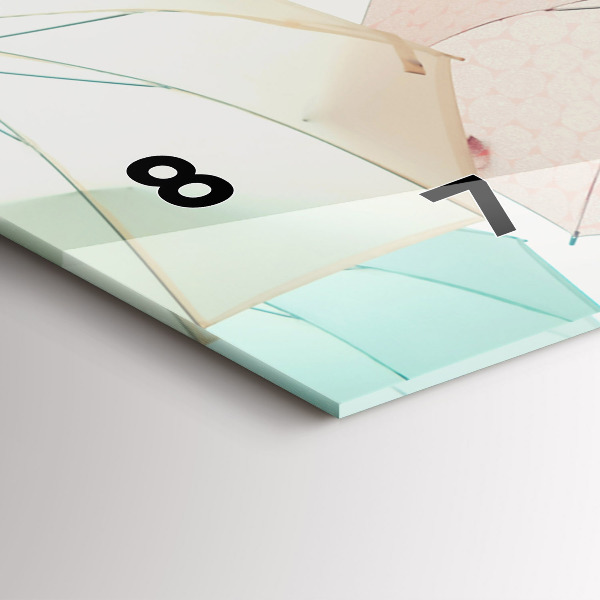 Horizontale Uhr mit motiv Pastell Regenschirme