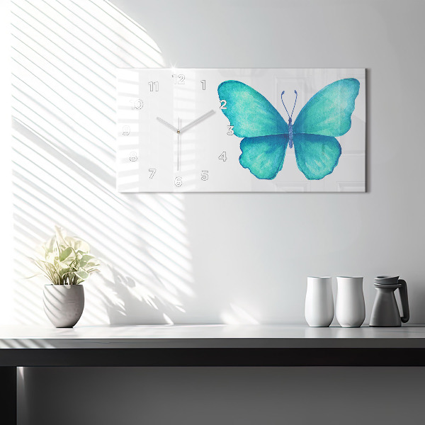 Horizontale Uhr mit motiv Türkisfarbener Sommerschmetterling