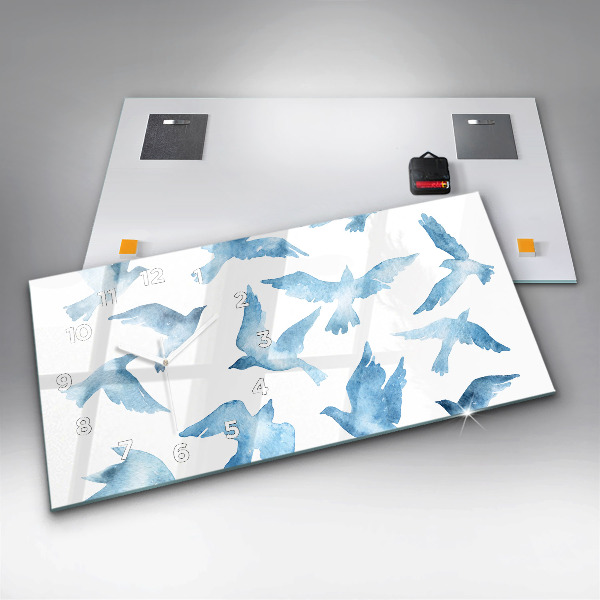 Horizontale Uhr Fliegende blaue Vögel