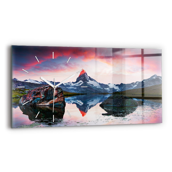 Horizontale Uhr mit motiv Stellisee Matterhorn