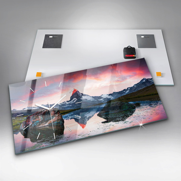 Horizontale Uhr mit motiv Stellisee Matterhorn