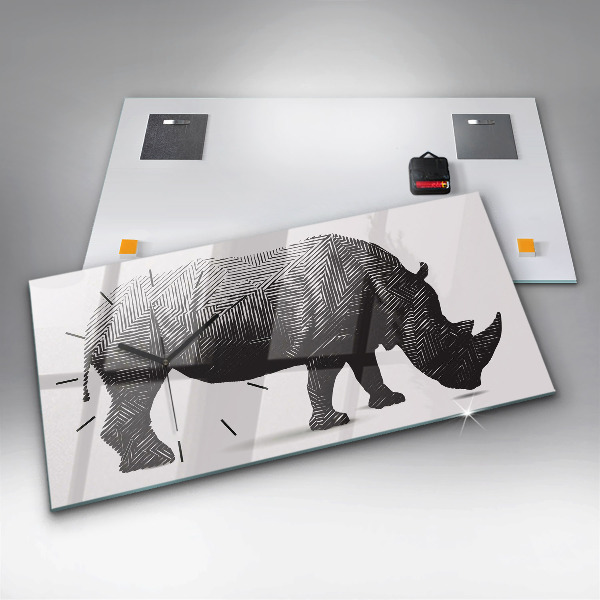 Horizontale Uhr mit motiv Rhinozeros Linienkunst