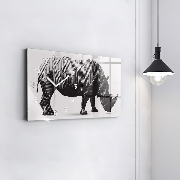 Horizontale Uhr mit motiv Rhinozeros Linienkunst