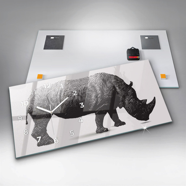 Horizontale Uhr mit motiv Rhinozeros Linienkunst