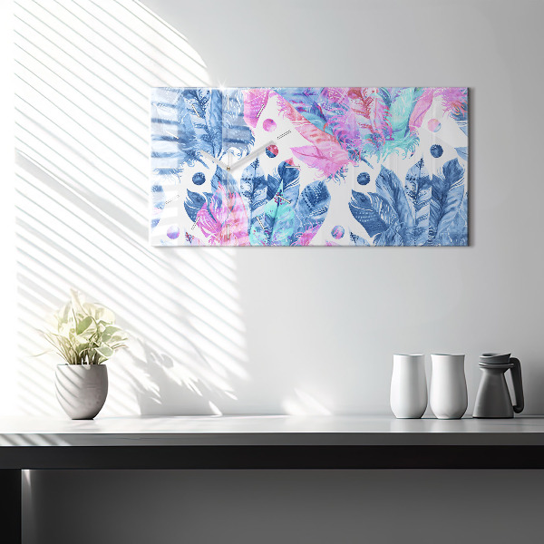 Horizontale Uhr Bunte Federn