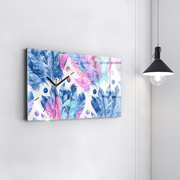 Horizontale Uhr Bunte Federn