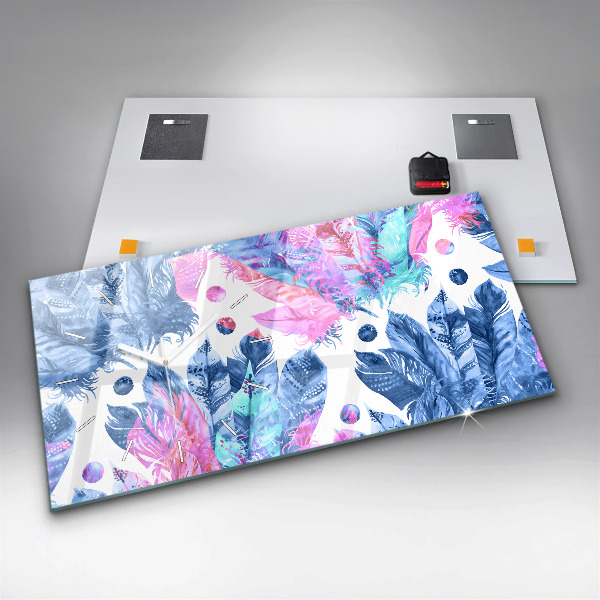 Horizontale Uhr Bunte Federn