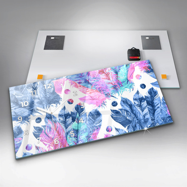 Horizontale Uhr Bunte Federn