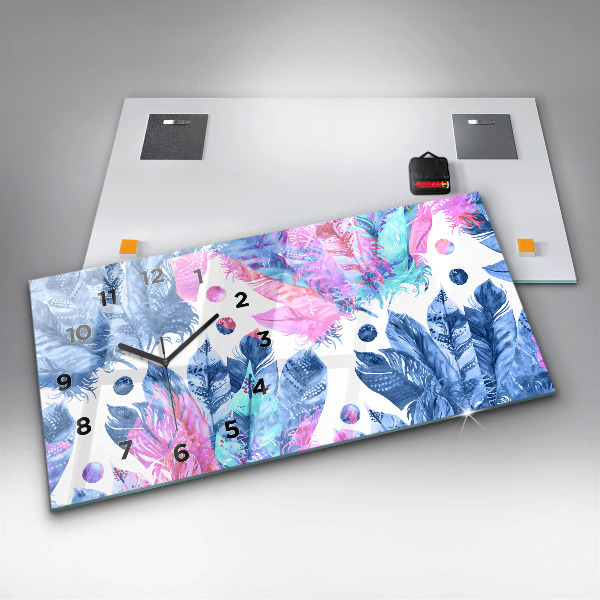 Horizontale Uhr Bunte Federn