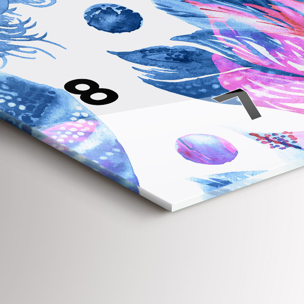 Horizontale Uhr Bunte Federn