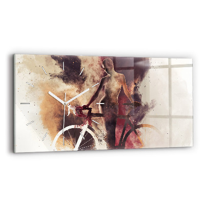 Horizontale Uhr Frau und Fahrrad