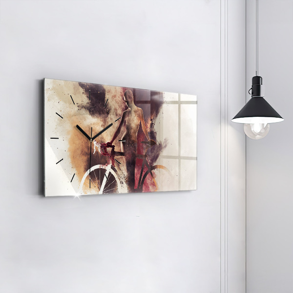 Horizontale Uhr Frau und Fahrrad