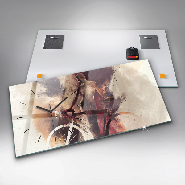 Horizontale Uhr Frau und Fahrrad