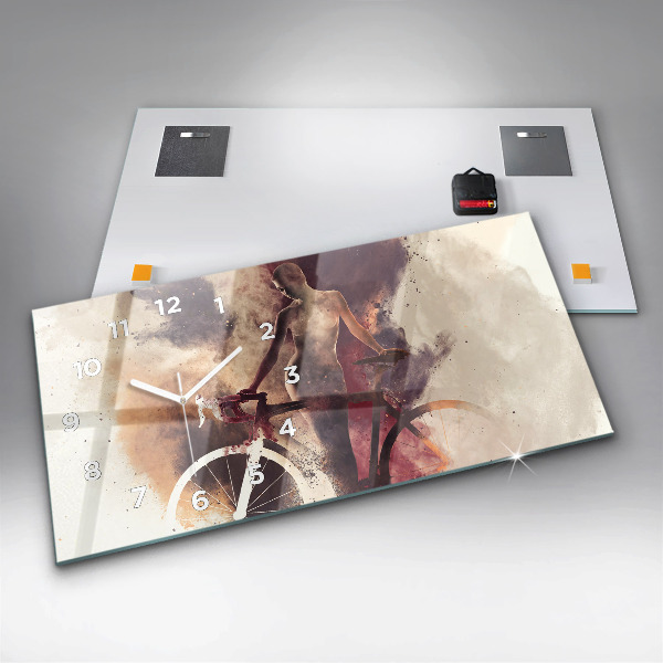 Horizontale Uhr Frau und Fahrrad