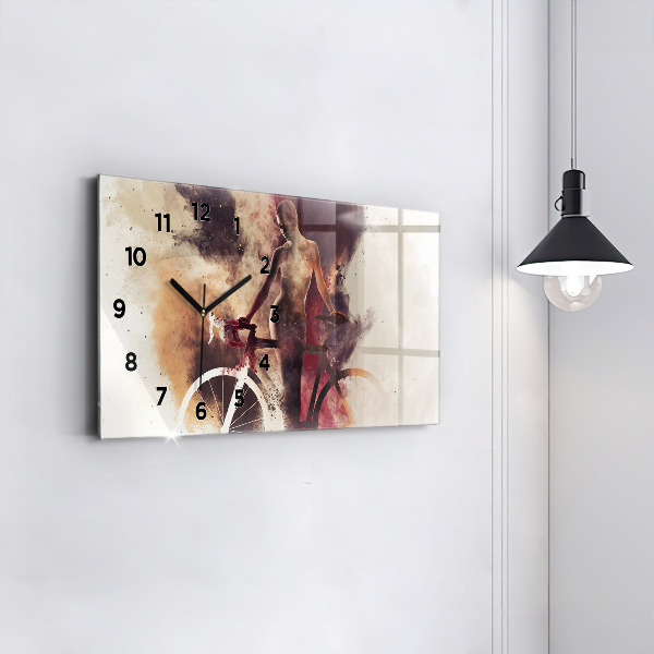 Horizontale Uhr Frau und Fahrrad