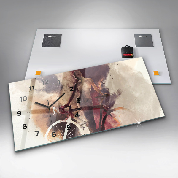 Horizontale Uhr Frau und Fahrrad