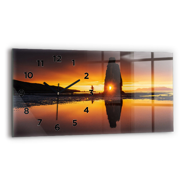 Horizontale Uhr mit motiv Läufer und Sonnenuntergang