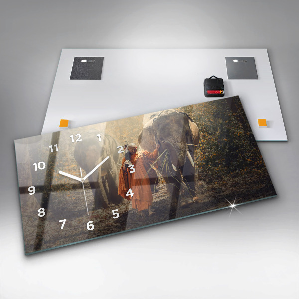 Horizontale Uhr Mönch führt Elefanten