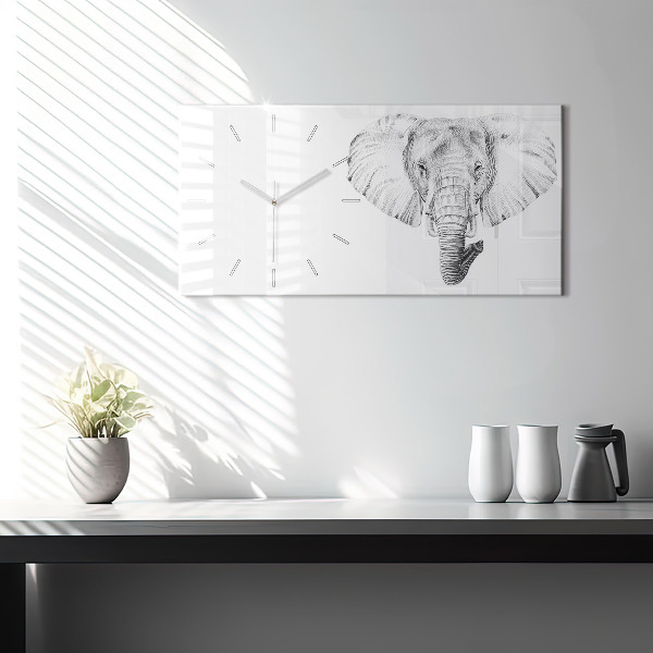Horizontale Uhr mit motiv Vektor Elefantenkopf