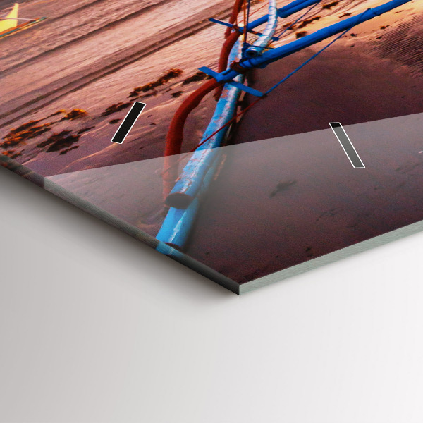 Horizontale Uhr mit motiv Boot und Sonnenuntergang