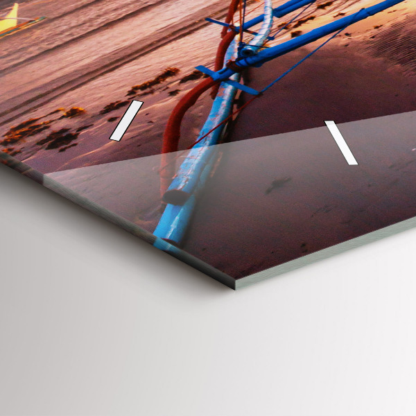 Horizontale Uhr mit motiv Boot und Sonnenuntergang