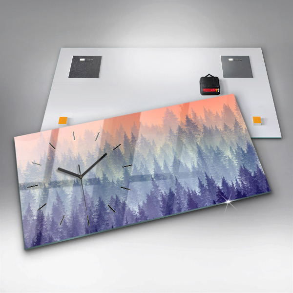 Horizontale Uhr Wald im Nebel