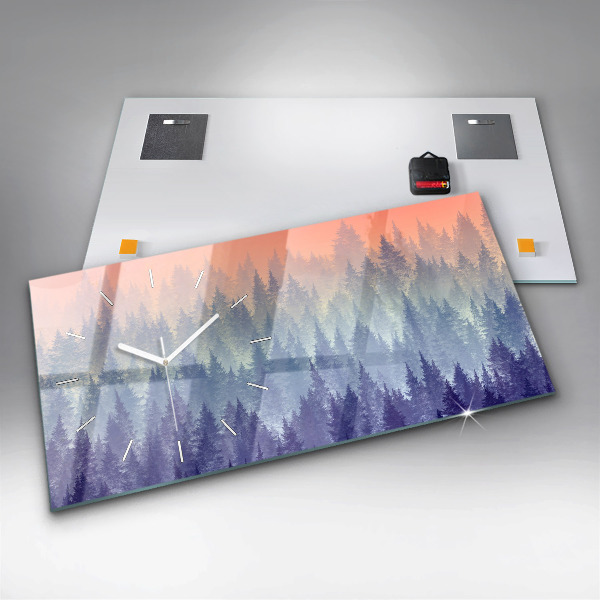 Horizontale Uhr Wald im Nebel