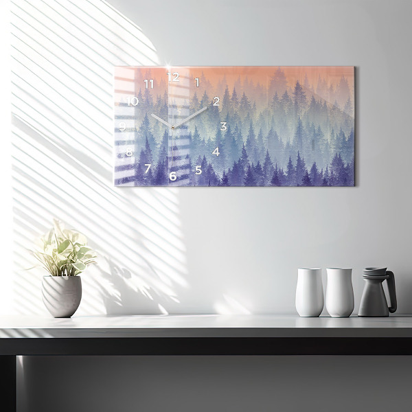 Horizontale Uhr Wald im Nebel