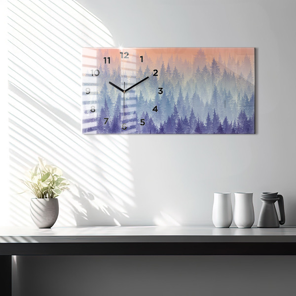 Horizontale Uhr Wald im Nebel