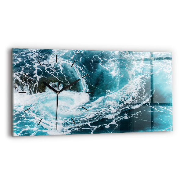 Horizontale Uhr mit motiv Wirbelnde schäumende Wellen
