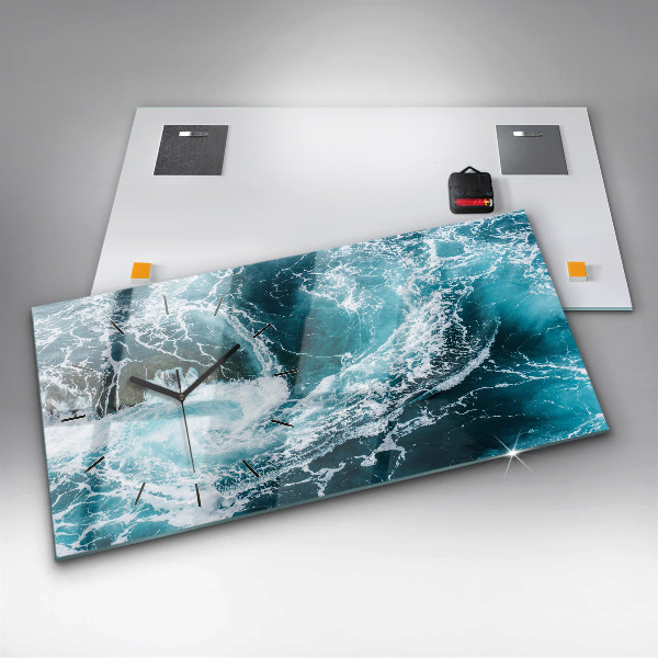 Horizontale Uhr mit motiv Wirbelnde schäumende Wellen