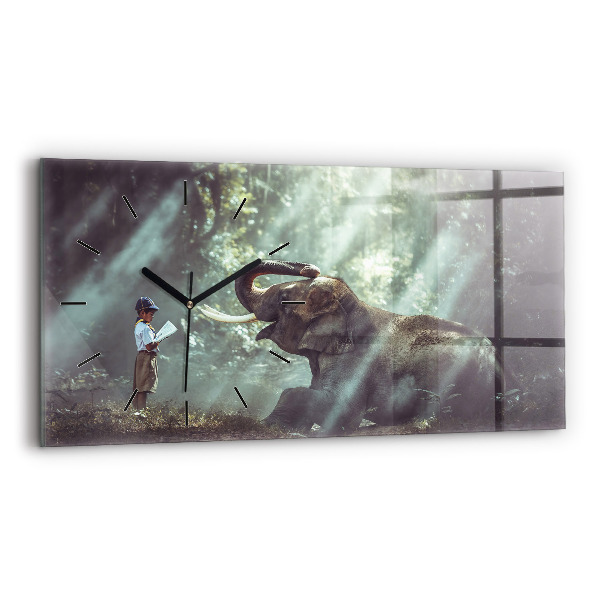 Horizontale Uhr Junge liest ein Buch