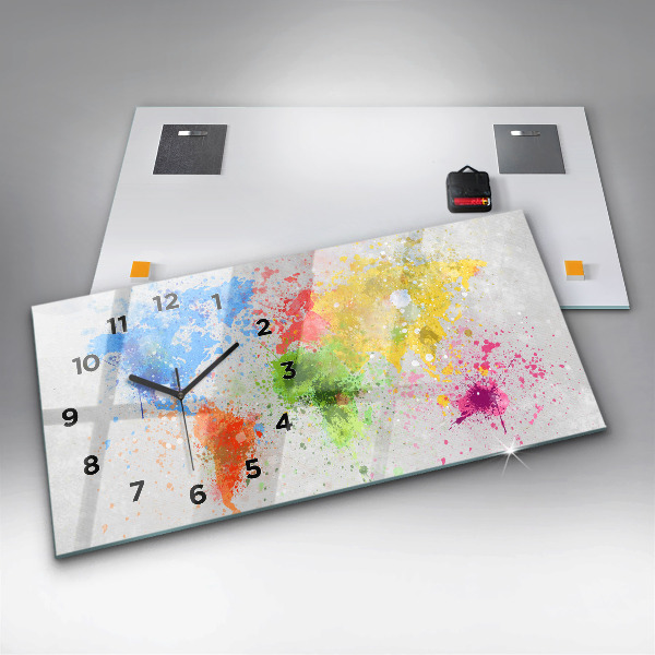 Horizontale Uhr Weltkarte auf Papier