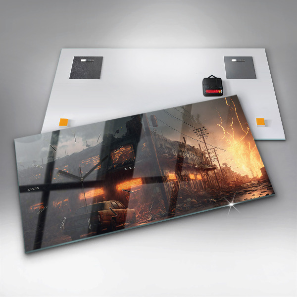 Horizontale Uhr mit motiv Apokalyptisches Gebäude