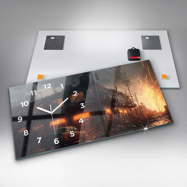 Horizontale Uhr mit motiv Apokalyptisches Gebäude