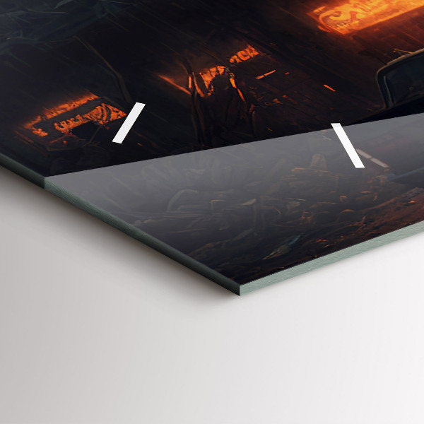 Horizontale Uhr mit motiv Apokalyptisches Gebäude