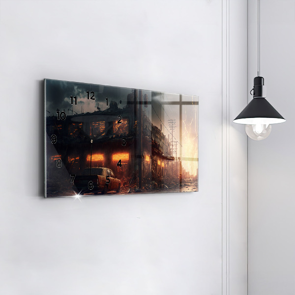 Horizontale Uhr mit motiv Apokalyptisches Gebäude