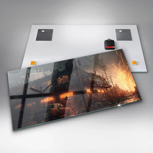 Horizontale Uhr mit motiv Apokalyptisches Gebäude