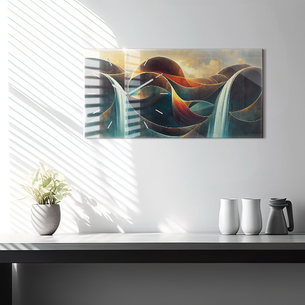 Horizontale Uhr mit motiv Fließender Wasserfall Hintergrund